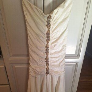Vintage Velvet by Graham & Spencer White Cotton Cocktail Prom Maxi Dress -M- NWT